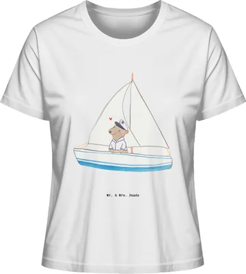 Produktbild von Mr. & Mrs. Panda Damen Basic T-Shirt Bär Segeln Größe M - Weiß - Geschenk, Baumwoll, Segelschule, Segelboot, Yachtclub, Shirt, Mit Spruch, Segeltörn, Oberteil