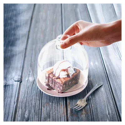 Produktbild von 2 Stück Glas Kuchenglocken Robuste Dessertkuppeln mit Griff Transparente Lebensmittelabdeckungen für Kuchen Snacks und Feiern