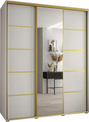 Produktbild von MEBLE KRYSPOL Davos 5 Schrank, drei Türen - 235,2x190x60 cm - Weiß Weiß Gold