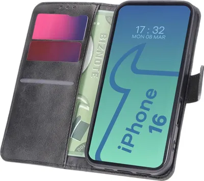 Produktbild von Etui z klapką Bizon Case Pocket do iPhone 16, czarne