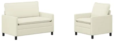 Image de Ensemble de canapés vidaXL, 2 pièces, couleur crème, revêtement en tissu