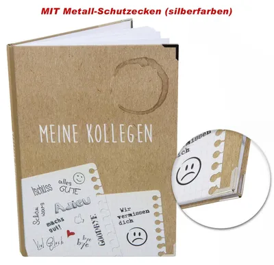 Produktbild von Kollegenbuch DIN A4 zum Einschreiben - Abschiedsbuch Abschiedsgeschenk Kollegenmit Metallecken