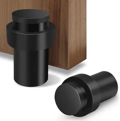 Productafbeelding van Famanu deurstopper, 65 mm - Robuuste RVS wandmontage met rubberen stootkussen - 2 stuks