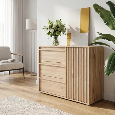 Produktbild von Kommode >ARANK< in Mauvella Eiche - 117,8x84,9x41,7cm (BxHxT)