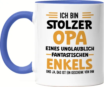 Produktbild von Ich bin stolzer Opa Tasse Blau Geschenk Vatertag Opa Enkel Geburtstag