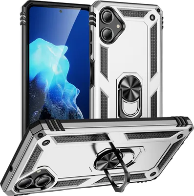 Obrázek produktu pro Pouzdro pro Samsung Galaxy A07 dvouvrstvé robustní, vojenská ochrana pouzdro s držákem prstenu a stojánkem Stříbro