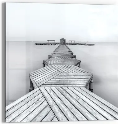 Produktbild von DEQORI Glasbild Echtglas 50x50 cm 'Nebelweg zur Stille' Wandbild Bild modern Deko
