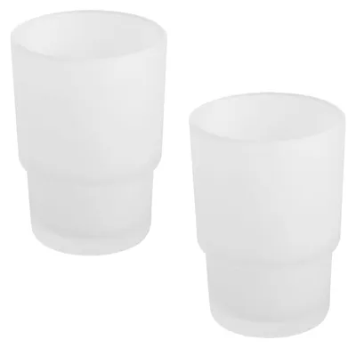 Produktbild von 2er Set Zahnputzbecher aus mattiertem Glas, Zahnbürstenhalter, Mundspülbecher, Badezimmer Zubehör