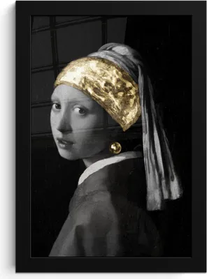 Produktbild von MuchoWow® MuchoWow® Gerahmtes Poster Mädchen mit einem Perlenohrring - Johannes Vermeer - Gold 20x30 cm - Poster mit zchwarzem Bilderrahmen - Drucken - Bilder Poster im Rahmen