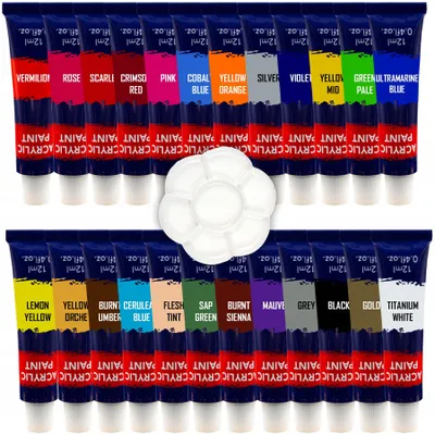 Produktbild von Van Bleiswijck Acrylfarben Set mit Palette, 24 Farben