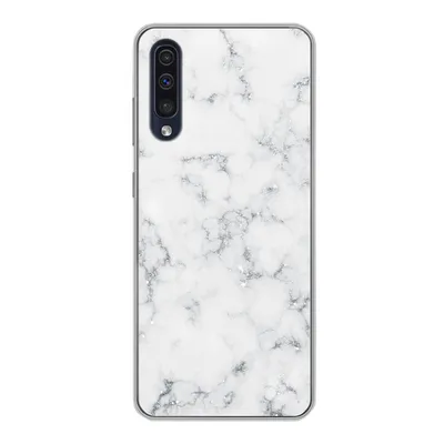Produktbild von MuchoWow® Handyhülle Schutzhülle Hülle für Samsung Galaxy A30s Marmor - Weiß - Silber - Glitter - Marmoroptik - Chic Silikon Softcase Handy Hülle - Karteninhaber