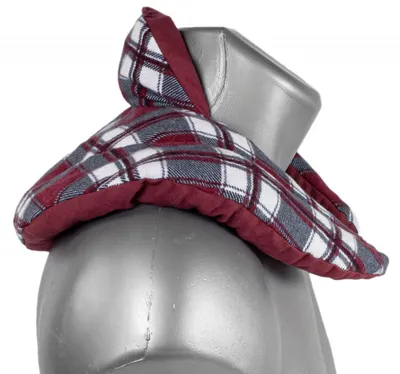 Produktbild von Nackenhörnchen mit Stehkragen, Traubenkernkissen - Nackenkissen Wärmekissen - Ein sehr wohliger Nackenwärmer - Flanell karo-rot
