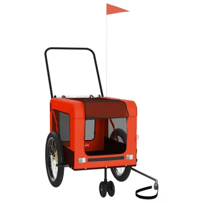 Image de vidaXL Remorque pour vélo Chiens Orange et noir Tissu Oxford & fer