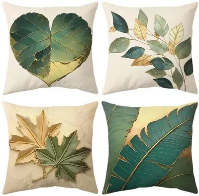 Produktbild von Ibenzoa® 4er-Set Kissenhüllen 45 x 45 cm aus Baumwolle – doppelseitiges Muster, unsichtbarer Reißverschluss, dekorative Kissenbezüge