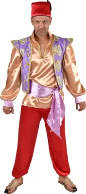 Produktbild von M220257-S rot-gold-lila Herren Bollywood Sultan Maharadscha Kostüm Gr.S=48