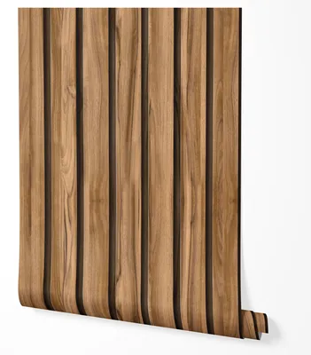 Produktbild von Selbstklebende Tapete Möbelfolie Holzoptik Lamellen 3D Wandpaneel Effekt Holz Tapete Modern für Wohnzimmer Schlafzimmer Flur Büro Skandinavisches Design Natur Look 2,5m x 0,5m