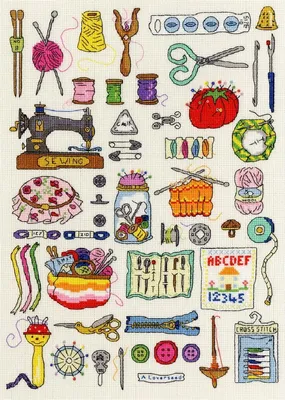 Immagine prodotto di Kit per ricamo a punto croce "Naaien" di Bothy Threads, dimensioni 24x33 cm, codice prodotto xh1, include schema