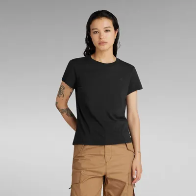 Image de T-shirt femme G-Star, modèle D24499-4107, coupe ajustée, coutures apparentes, référence 6484, couleur noire