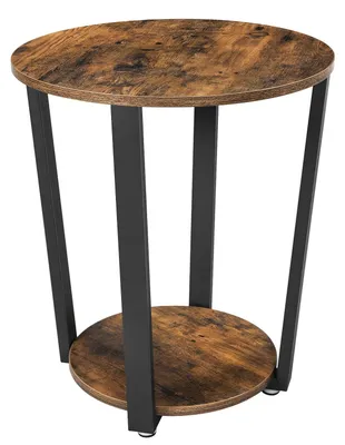 Obrázek produktu pro Kulatý odkládací stolek/konferenční stolek – ocelová konstrukce – rozměry: Ø 50 cm, výška 57 cm – stabilní – snadná montáž – hnědý