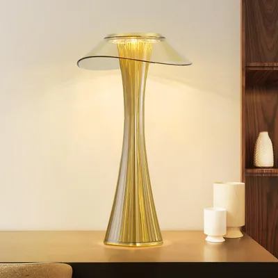 Image de ZMH LED Lampe de table Touch Dimmable 3000-6500K Gold Lampe de chevet avec batterie rechargeable Eclairage intérieur et extérieur Lampe de table diurne Recharge Lampe de lecture avec USB pour chambre à coucher Salon Restaurant Hôtel