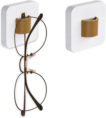 Produktbild von Zwei Wandhalter für Brille - Brillenhalter für Wandmontage - Brillenhalter für Zweisetsystem - Weiß