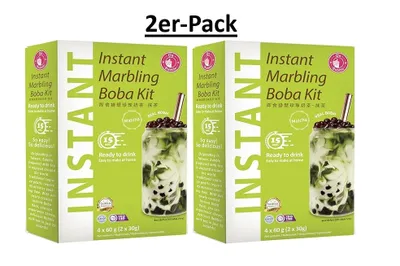 Produktbild von 2er-Pack O's Bubble Instant Boba Kit Matcha 240g (4x60 g) |Bubble Tee mit Tapiokaperlen und Strohhalm