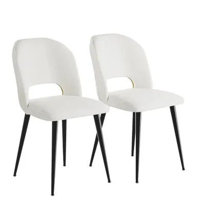 Image de lot de 6 chaises de salle à manger Chaise de salon Chaise de cuisine Fauteuil rembourré avec pieds en métal crème