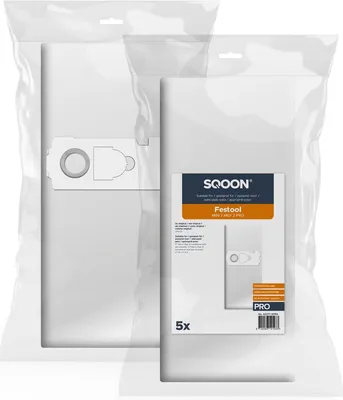 Productafbeelding van SQOON® Stofzuigerzakken geschikt voor Festool Mini / Midi 2 (vanaf 2019) – Fijnstof geschikt – 5 stuks