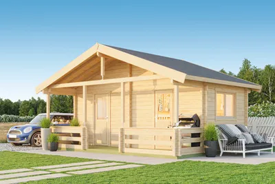 Produktbild von Gartenhaus Outdoor Life Twin Cabin inkl. Terrasse, Fußboden 680 x 480 cm natur