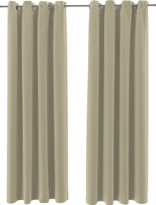 Produktbild von Brielle Verdunkelungsvorhänge Blickdicht Vorhänge Gardinen mit Metallösen 100% Polyester 2er Set 140 x 175 cm Beige