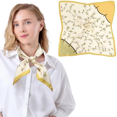 Zdjęcie produktu dla Elegancki szal damski w kolorze żółtym, wykonany w 100% z jedwabiu