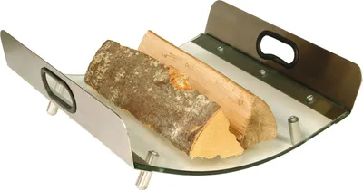 Produktbild von Holzkorb Kamingarnitur Kaminzubehör aus gehärtetem Glas, Füße - Edelstahl