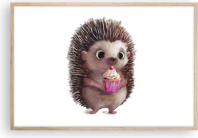 Produktbild von Gerahmtes Poster - Rahmen in heller Eiche - Igel Cupcake Kinder - 91,5x61 cm - Wand Bild - Wanddeko - Wandbilder - Kunstposter - Wandposter - Bilderrahmen - Bilder - Kunstdruck - P2NAA91x61-4769