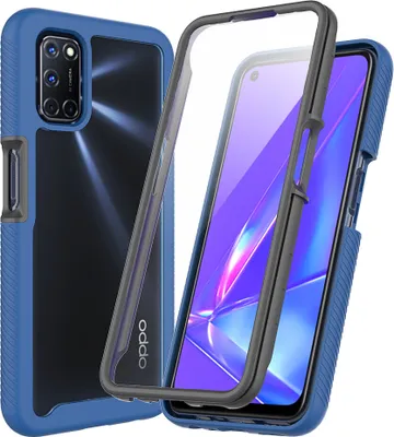 Image de Coque pour OPPO A52 / A72 / A92 4G, bumper avec protecteur d'écran 360° intégré Coque de protection intégrale Bleu foncé