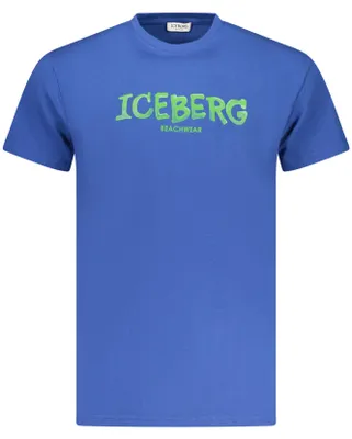 Produktbild von Herren Kurzarm T-Shirt Blau mit Logo und Vertikalem Druck