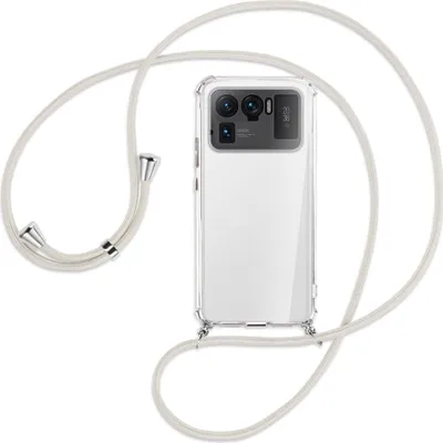 Produktbild von Handykette Backcover-Schutzhülle mit Band (Metall silberfarben) für Xiaomi Mi 11 Ultra - broken white