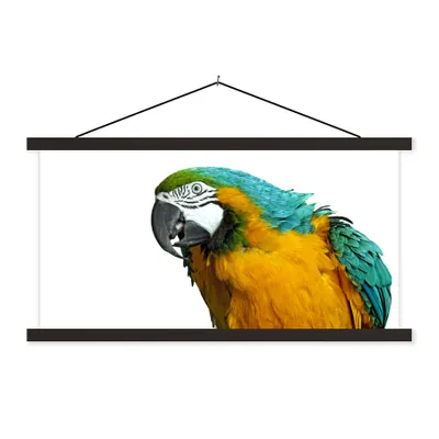 Produktbild von MuchoWow® Textilposter Papagei - Vogel - Federn - Porträt 150x75 cm mit schwarzem Rahmen - Posterleiste