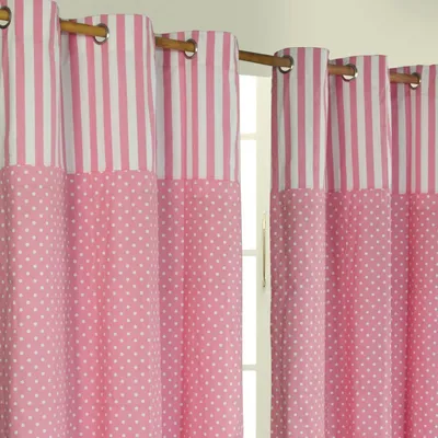 Immagine prodotto di HOMESCAPES Tende a pois e strisce rosa set di 2 228 x 137 cm