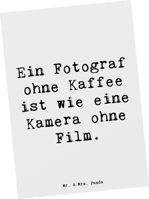 Produktbild von Mr. & Mrs. Panda Postkarte Spruch Fotograf Kaffee - Weiß - Geschenk, Ansichtskarten, Geschenke mit Herz, Postkarten, Grußkarte, bildkarte, und Fotografie, Beruf