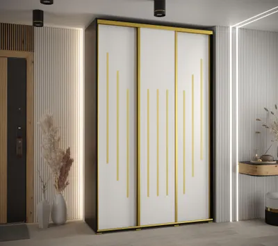 Obrázek produktu pro Šatní skříň ASIRI 8 - 150/60 cm, černá / bílá / zlatá