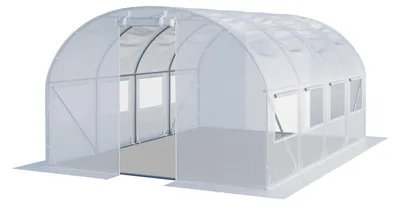 Produktbild von TOOLPORT Foliengewächshaus Gewächshaus 3x4m stabil & langlebig mit Fenster - reißfeste PE Plane 180g/m² weiß transparent