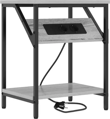 Image de vidaXL Table de chevet Sonoma grise 38 x 30 x 48 cm en aggloméré