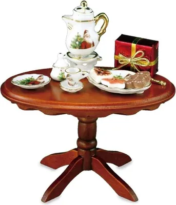 Produktbild von Miniatur Weihnachtstisch mit Nikolausmotiv aus Porzellan