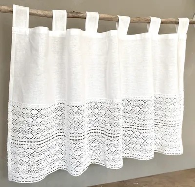 Produktbild von heimtexland ® Häkelspitze Bistrogardine Baumwolle Weiß Häkelborte Landhaus Scheibengardine Typ793 Gardine 60 x 120 cm