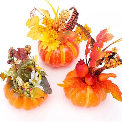 3 Kunstpompoenen mit Ahornblättern und Sonnenblumen, Herbstdeko