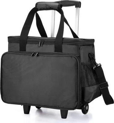 Produktbild von Nähmaschinentasche mit herausnehmbarem Kissen, rollbare Nähmaschinentasche, Trolley-Koffer für Nähmaschine und weiteres Nähzubehör, Schwarz