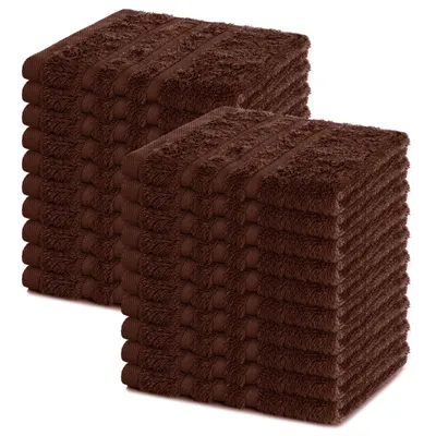 Produktbild von Lavea® Seiftuch 20er Set 30x30 cm, 100% Baumwolle, hochwertige Seiftücher und Gästehandtücher, Frottierserie Elena - Kaffeebraun