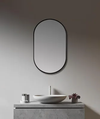 Immagine prodotto di Specchio da parete Talos Design specchio ovale nero 45 x 75 cm - Specchio da bagno con cornice in alluminio di alta qualità in nero opaco - Specchio da bagno