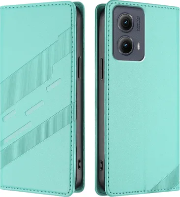Produktbild von Hülle für Motorola Edge 2024, Kunstleder Brieftaschen Handyhülle mit Kartenfach und Standfunktion Türkis