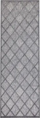 Produktbild von Teppich Outdoor Wetterfest - 80x250 cm - für Balkon, Terrasse, Flur - Raute-Optik in Anthrazit